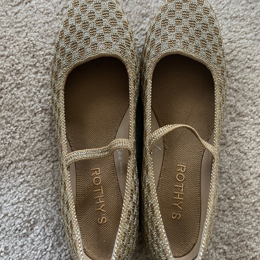 Rothy's Gold Checkered Flats